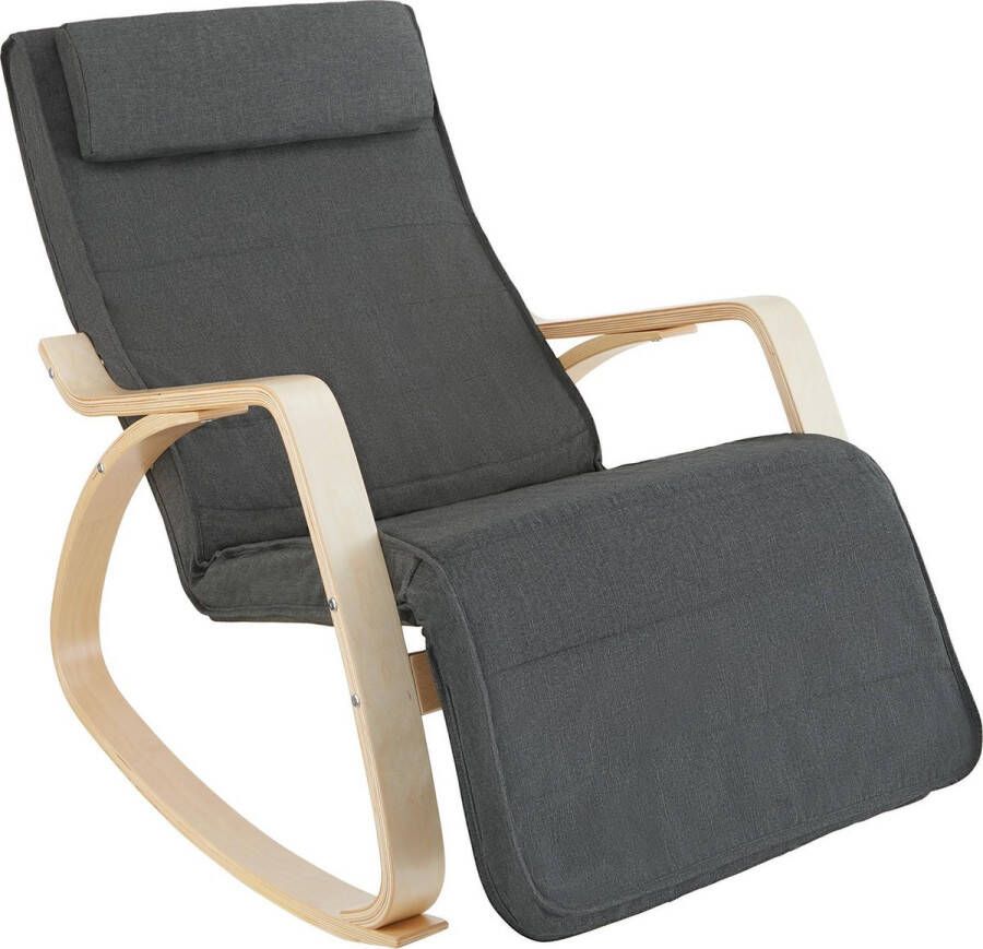 Tectake Schommelstoel Onda fauteuil verstelbare voetensteun donkergrijs 403530