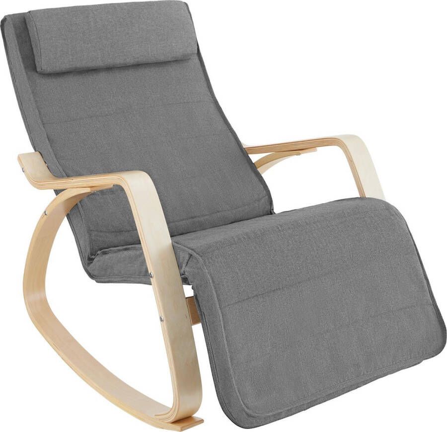 Tectake Schommelstoel Onda fauteuil verstelbare voetensteun lichtgrijs 403529
