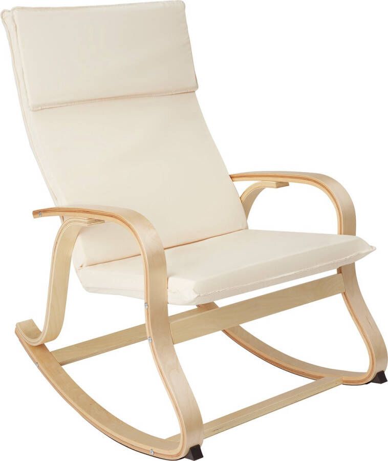 Tectake Schommelstoel Roca fauteuil berkenhout beige 404523