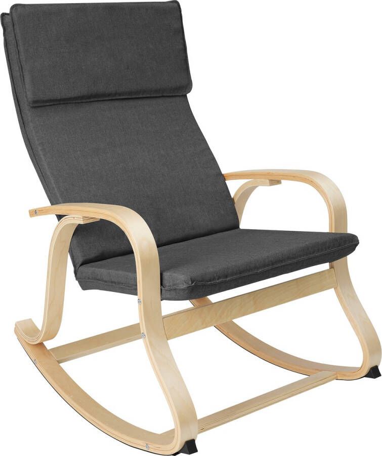 Tectake Schommelstoel Roca fauteuil berkenhout donkergrijs 404526