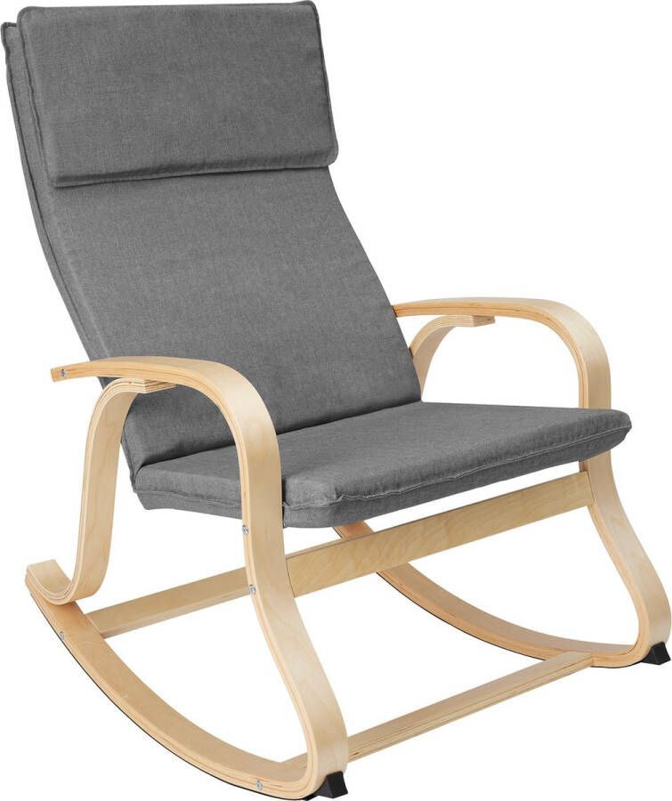 Tectake Schommelstoel Roca fauteuil berkenhout lichtgrijs 404525