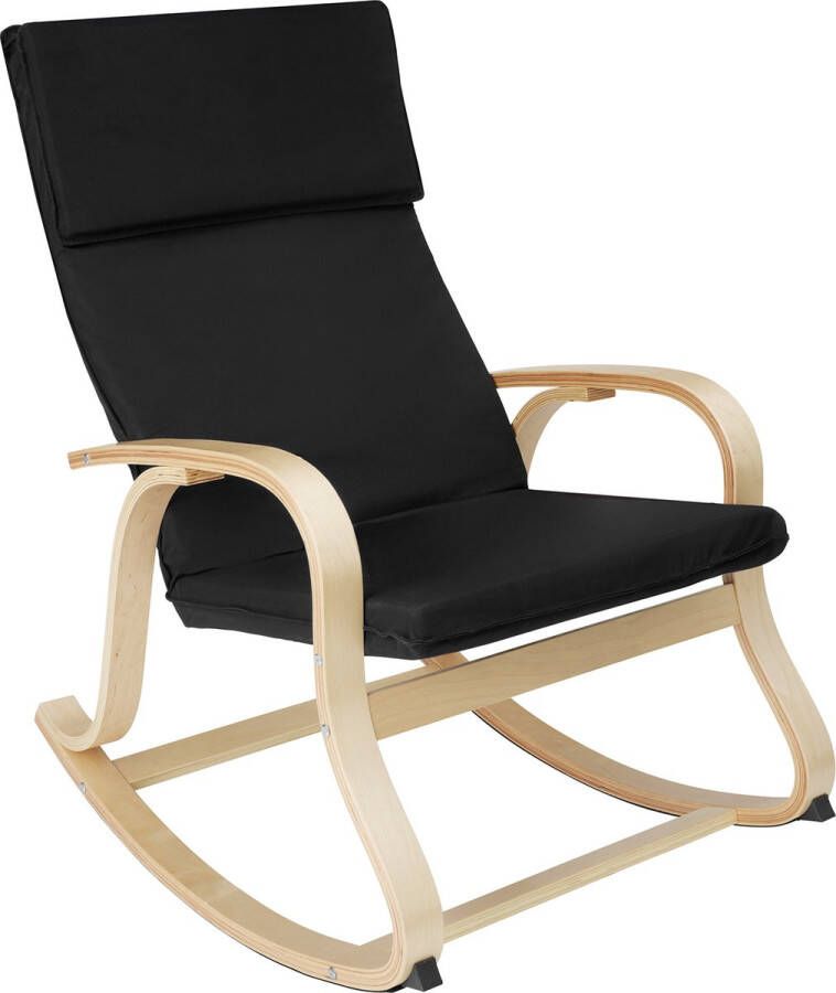 Tectake Schommelstoel Roca fauteuil berkenhout zwart 404524