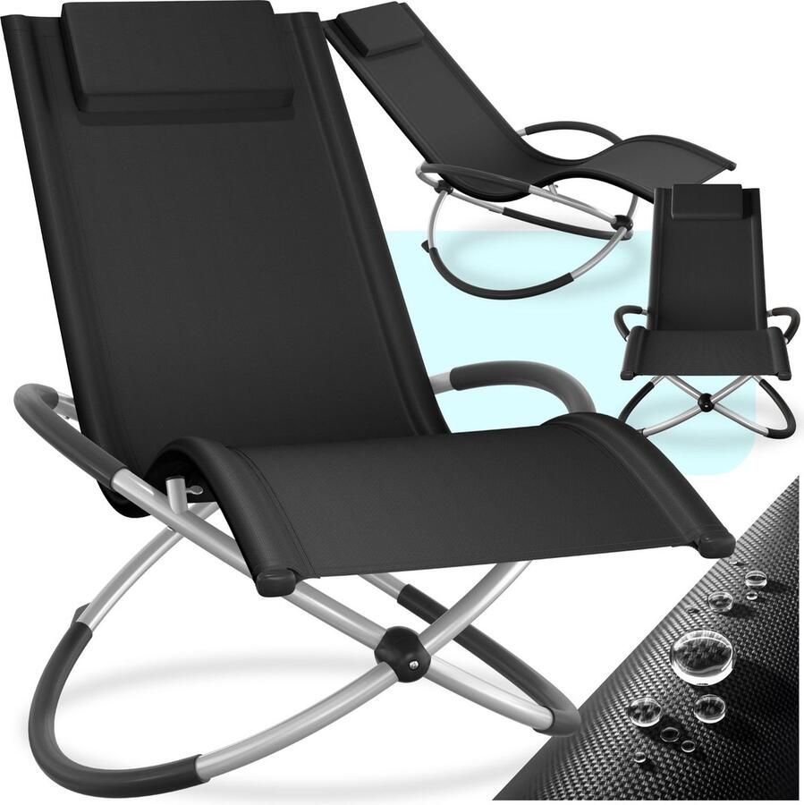 Tectake ligstoel ligbed zonnebed Ergonomisch opvouwbaar Draagkracht 150 kg zwart