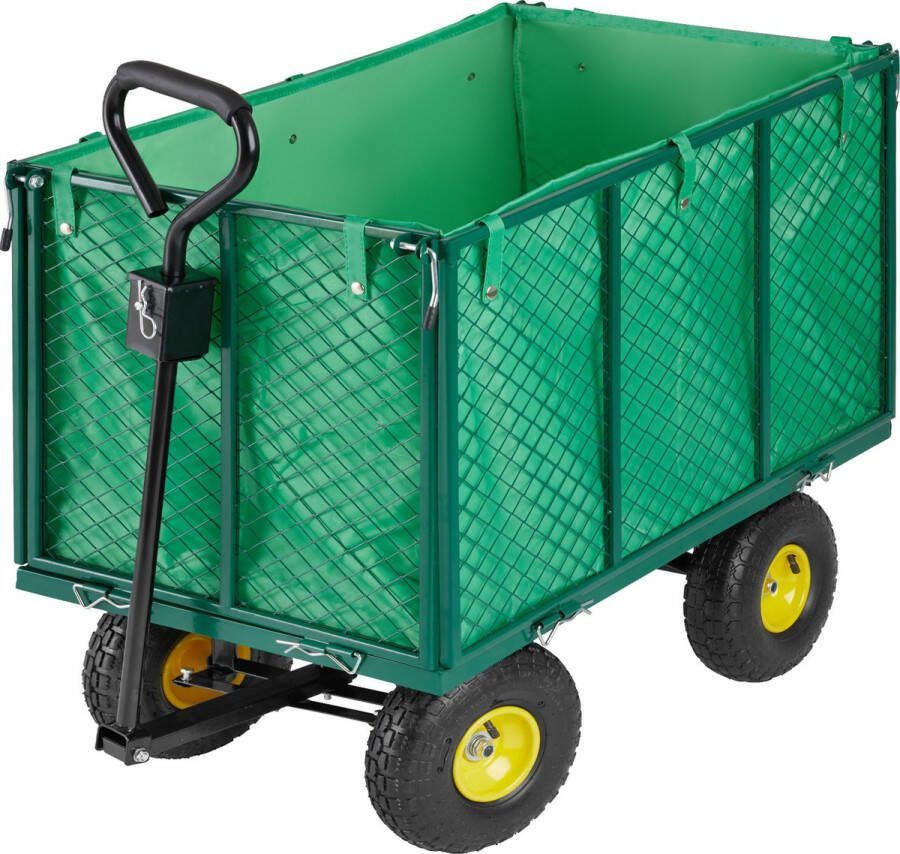 Tectake Bolderwagen met Opklapbare Zijwanden Handwagen en Transportwagen om op te Hangen en te Trekken Zwaar Belastbaar tot 544 kg Als Transportkar Transportwagen Trolley Strandwagen