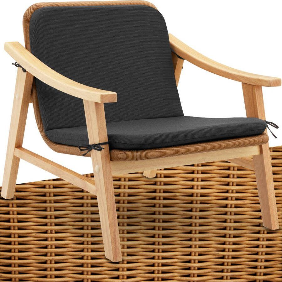 Tectake Tuinstoel Gestoffeerde wicker Stoel voor Balkon Rieten Stoel Buitenfauteuil Draagvermogen tot 150kg