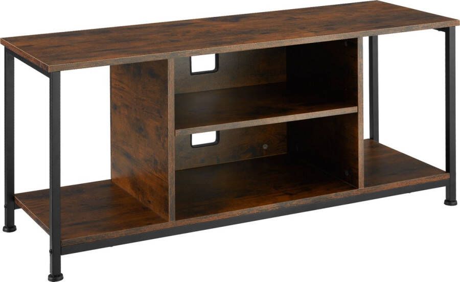 Tectake TV-meubel met 4 open vakken en verstelbare plank industrieel donkerbruin afm. 110 x 40 x 50 5 cm 404642