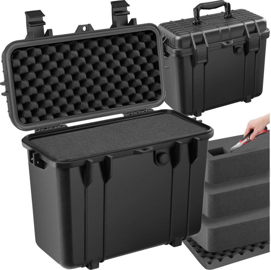 Tectake Universele Koffer Afsluitbare Box van hard kunststof Stootvast Stof- en Waterdicht Koffer voor Camera's Gereedschap Beschermhoes Waterdichte Transportbox afm. 41 x 22 x 34 cm