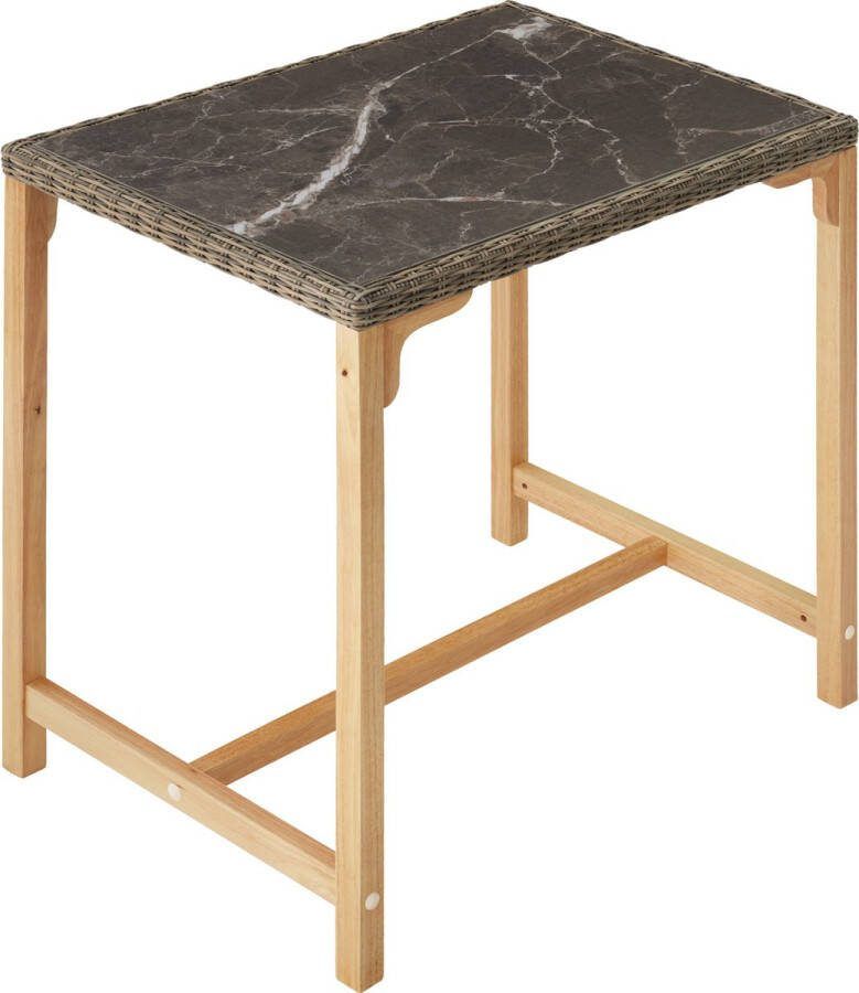 Tectake Wicker bartafel Kutina 96x65x100cm Keukentafel Eettafel Statafel Tuintafel natuur 404838 poly-rattan