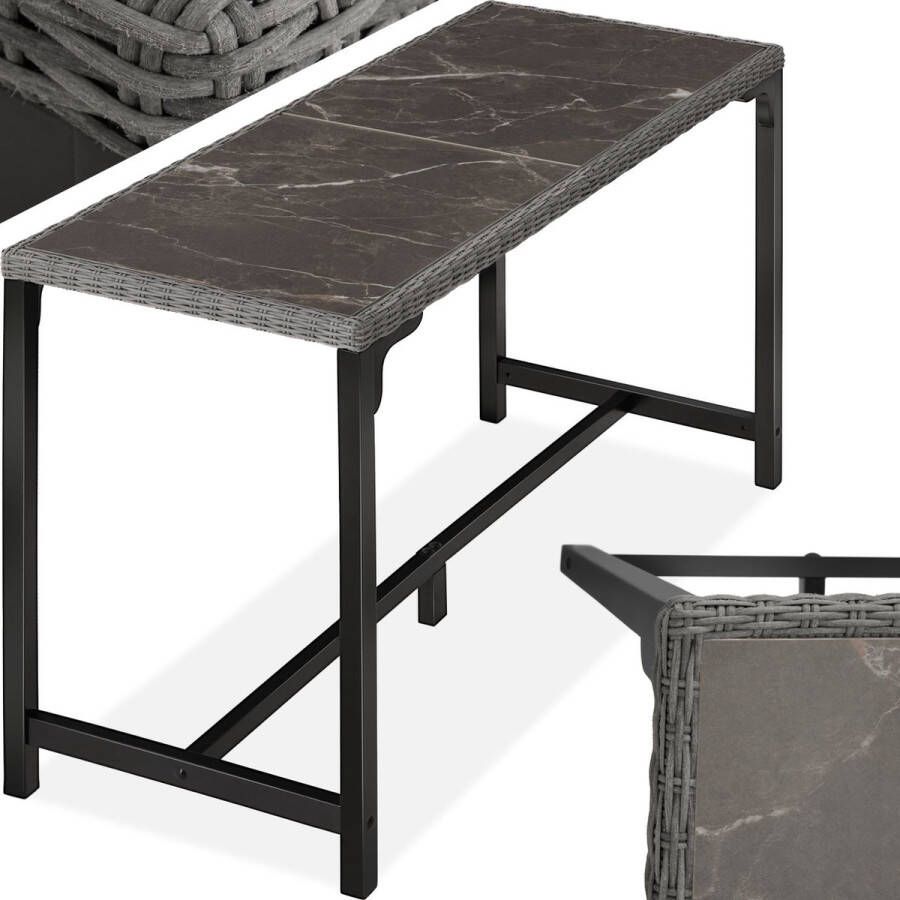Tectake Wicker bartafel Lovas 161x64 5x99 5cm Tuintafel Eettafel Statafel grijs 404840 poly-rattan