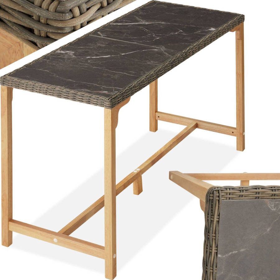 Tectake Wicker bartafel Lovas 161x64 5x99 5cm Tuintafel Eettafel Statafel natuur 404841 poly-rattan