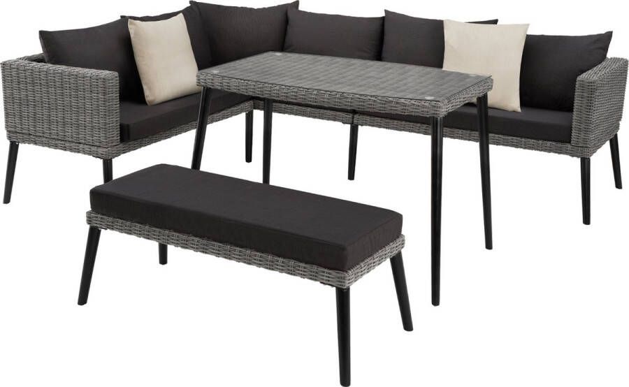 Tectake Wicker lounge Pula met aluminium frame grijs 404792