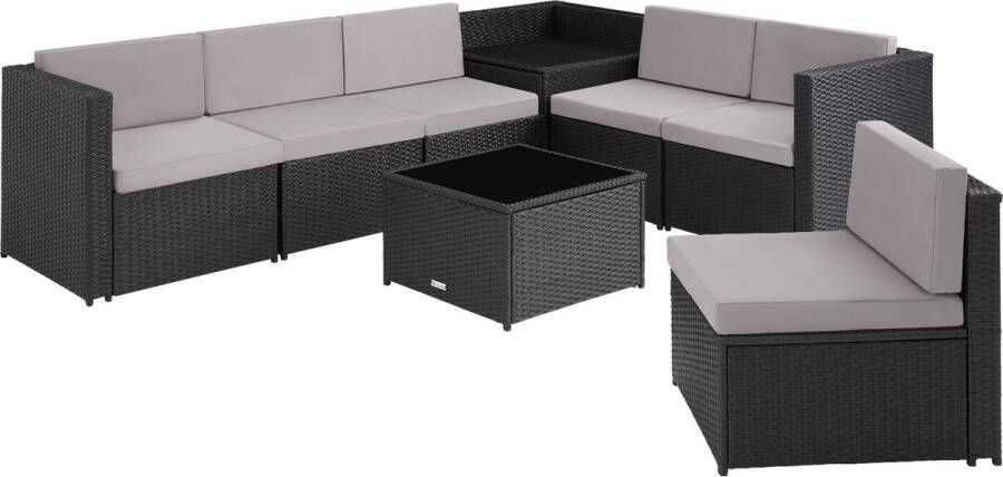 Tectake Wicker loungeset tuinset modulair met tafel en opbergbox -Verona zwart 404233