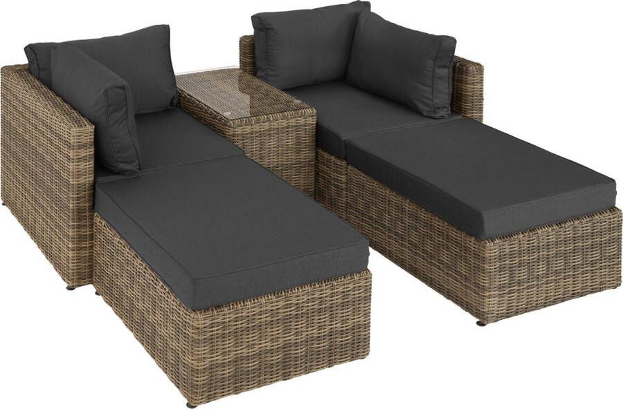 Tectake Wicker loungeset tuinset ligbed San Domino natuurkleur- 403168