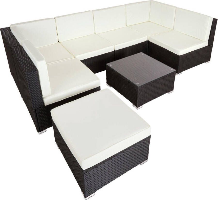 Tectake Wicker loungeset zitgroep tuinset Venetië losse elementen zwart 403421