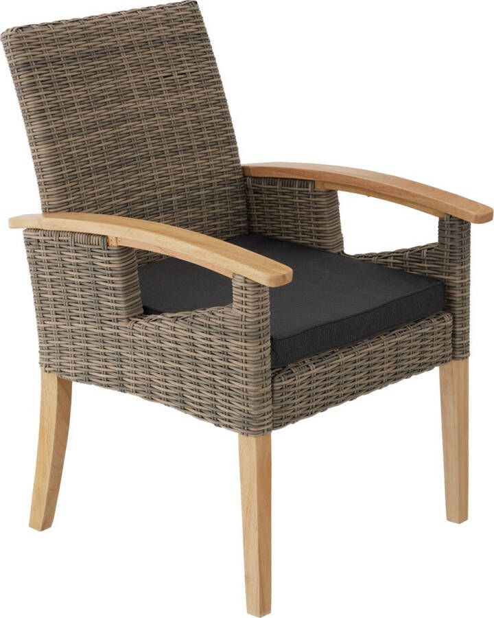 Tectake Wicker met hout stoel tuinstoel Rosarno natuurkleur 404807