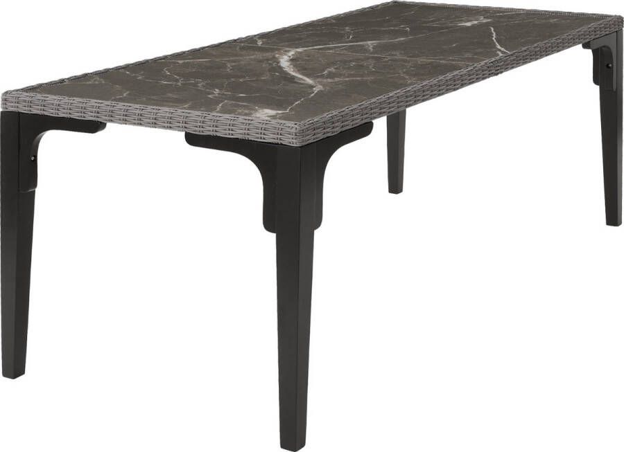 Tectake Wicker tafel Foggia 196x87x76cm grijs