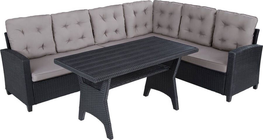 Tectake Wicker zitgroep loungeset loungegroep Catania zwart 404249