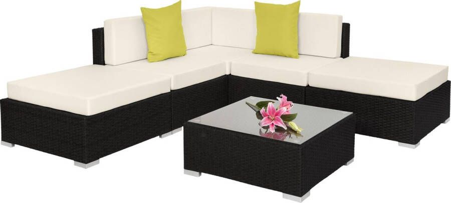 Tectake Wicker zitgroep loungeset tuinset loungebank tuinbank Parijs zwart 403830