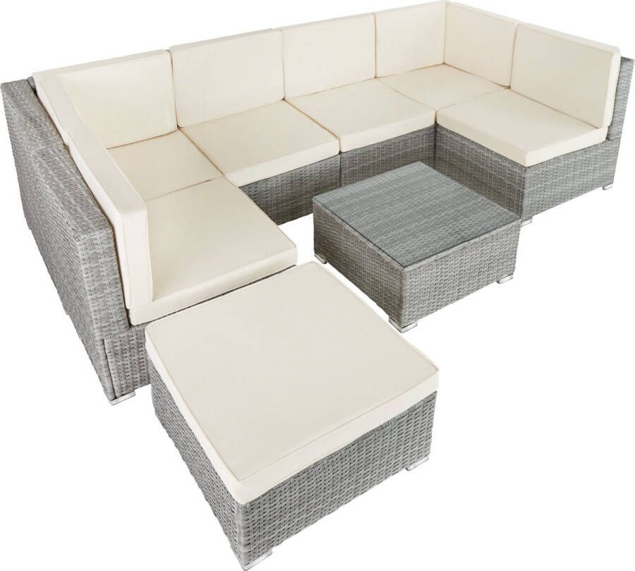 Tectake Wicker zitgroep loungeset tuinset Venetië losse elementen lichtgrijs 403700