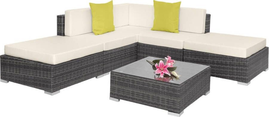 Tectake Wicker zitgroep tuingroep loungeset loungebank Parijs grijs 403832