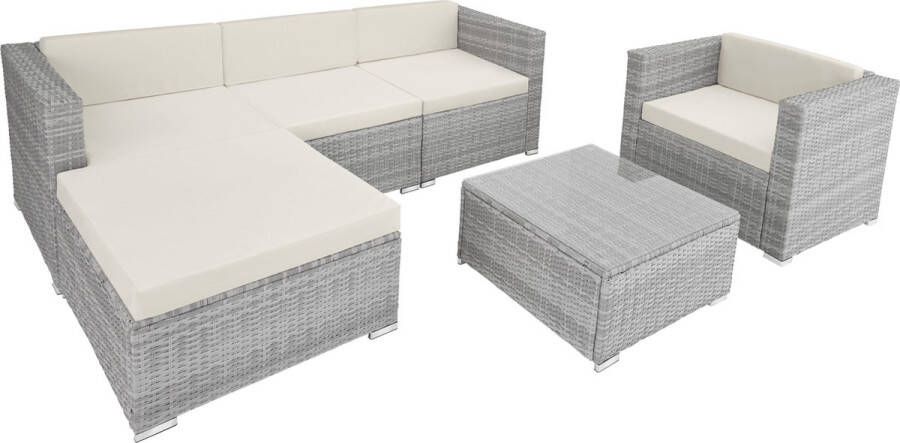 Tectake Wicker zitgroep tuinset loungeset Milaan lichtgrijs 403696