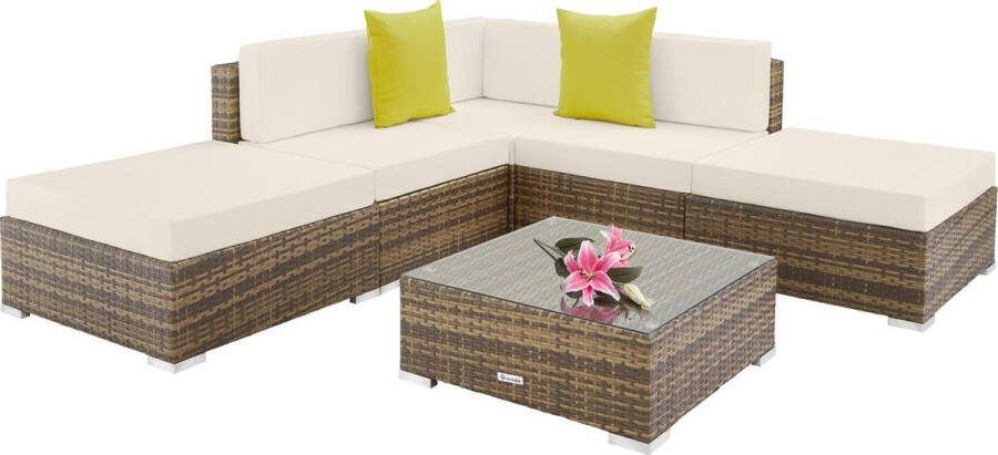 Tectake Wicker zitgroep tuinset loungeset loungebank Parijs natuurkleur 403745