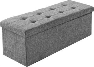 Tectake Xl Opbergkist Opvouwbaar Zitkist 110 X 38 X 38 Cm Lichtgrijs
