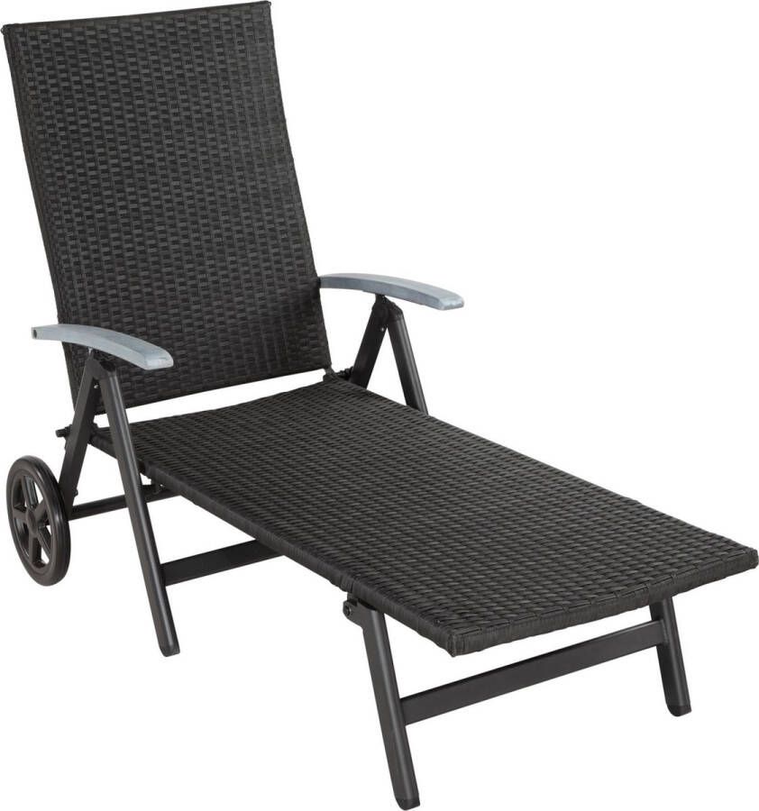 Tectake -Zonnestoel Auckland- Wicker-zwart 403250