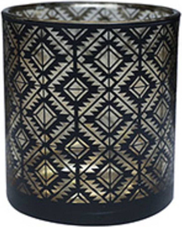 Teeninga Palmen Kerst Sfeerlichten Tealight Holder Diamond D7 H8cm Black gold