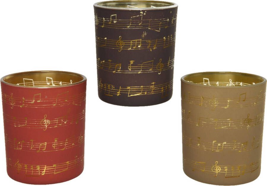 Teeninga Palmen Kerst Sfeerlichten Tealightholder Glass Matt Laser Musical Notes D7 H8 3cm 3 Colors Keuzemogelijkheden