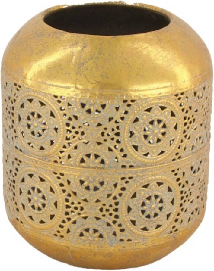 Teeninga Palmen Sfeerlichten Candle Holder Metal With Glass Ø13.5x14.5cm Gold