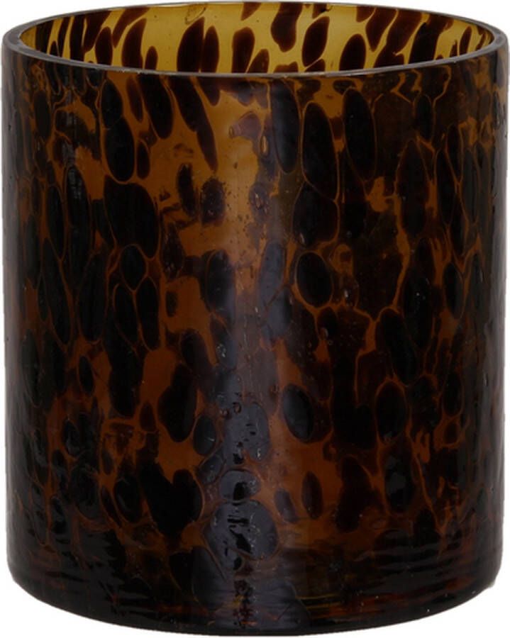 Teeninga Palmen Sfeerlichten Pc. 1 Glass Vase leopard Brown Ø 13x14 Cm