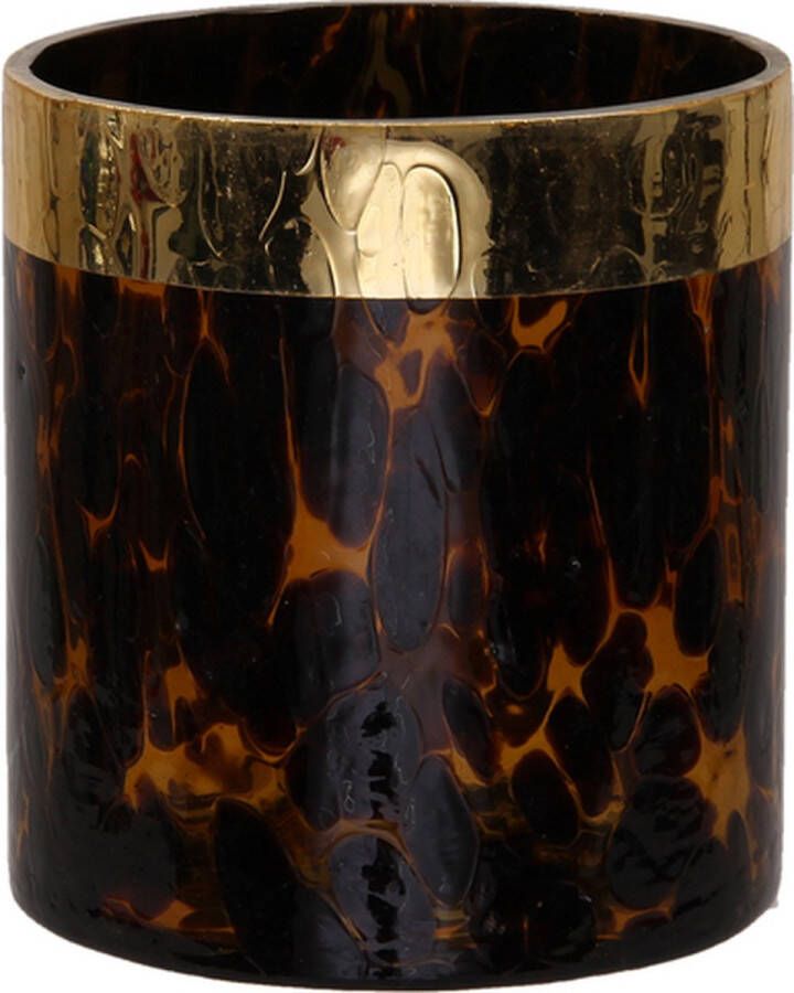 Teeninga Palmen Sfeerlichten Pc. 1 Glass Vase W band leopard Brown Ø 10x11 Cm