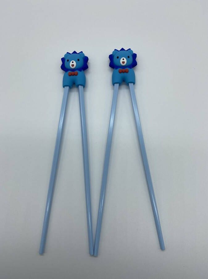 TEEX.NL Eetstokje chopstick child – 2 stuks Eetstokjes voor kinderen – Leeuw 22.5 cm – blauw – eetstokje kind Lion