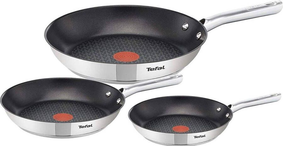 Tefal A704S3 Duetto anti-aanbakpannen pannenset 20 24 28cm 3-delige koekenpan verzegeld