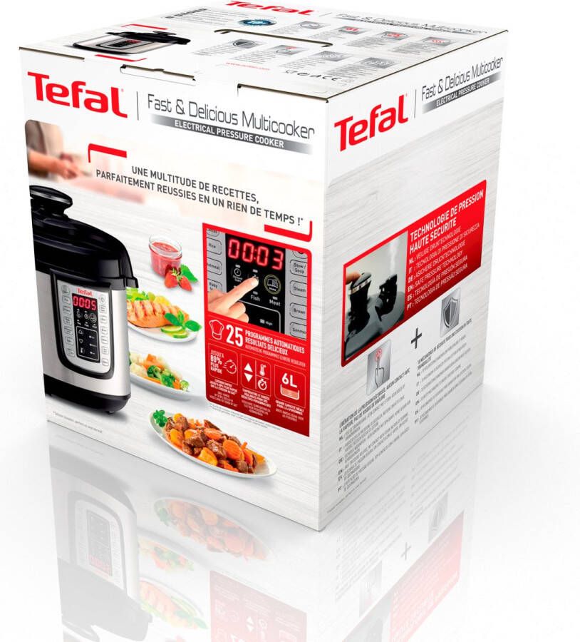 Tefal All-in-One CY505E 3 in 1 Slowcooker Multicooker Snelkookpan RVS