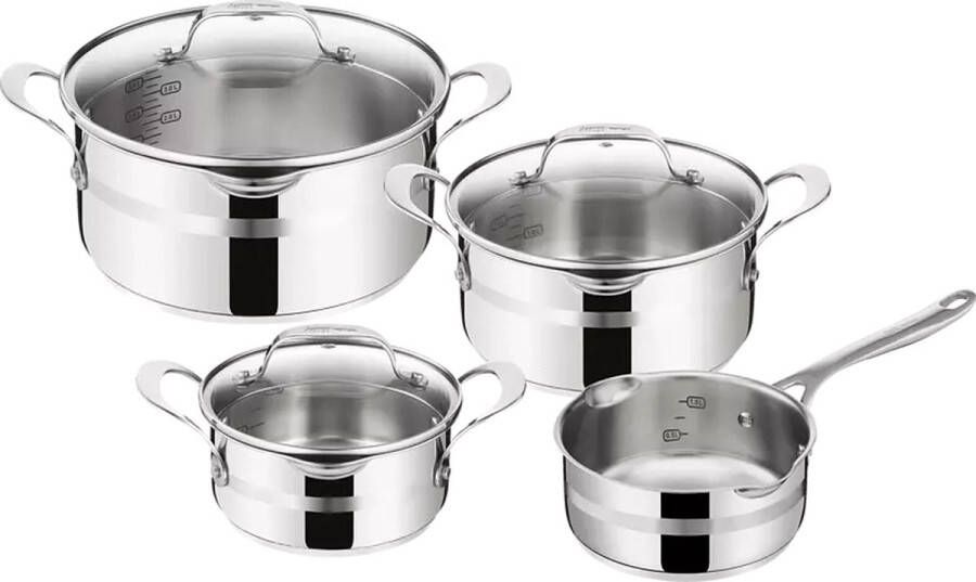 Tefal Jamie Oliver Cook Smart Kookpannenset 4-delig RVS Deksels met Schenktuiten Inductie