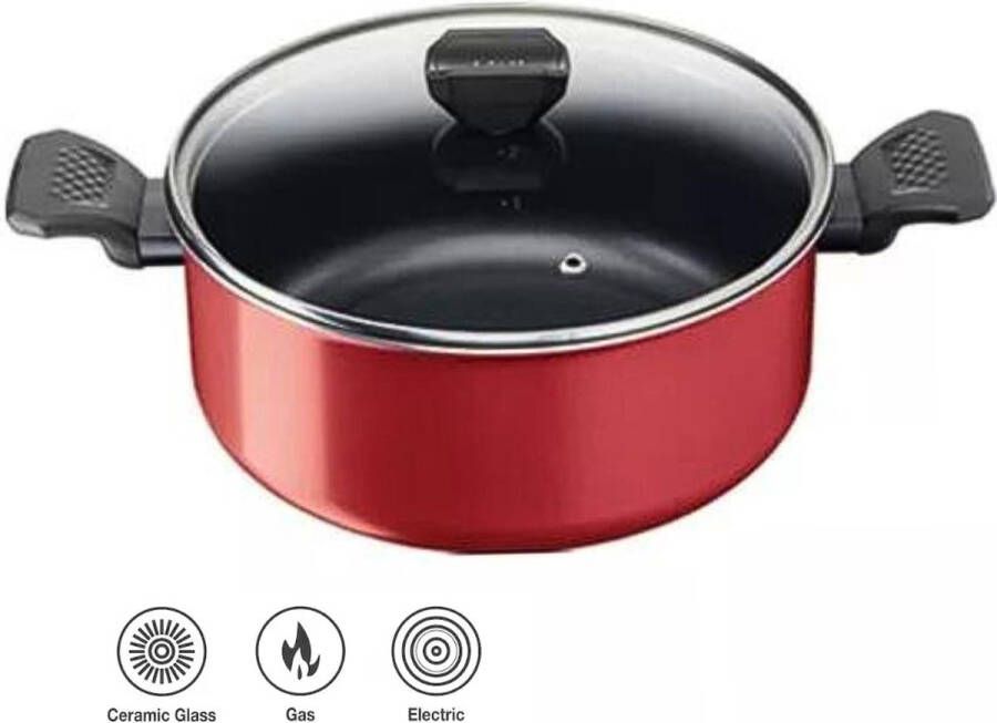 Tefal Cucina Y Limpia Facil Kookpan Inclusief Glazen Deksel Titanium Coated Anti Aanbaklaag Alle Warmtebronnen (exclusief Inductie) 24 cm 4.5L