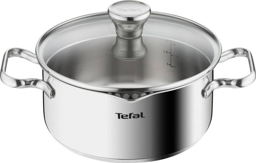 Tefal Duetto Kookpan met Deksel Ø20cm Stoomgaatjes RVS Geschikt voor alle warmtebronnen Zilver