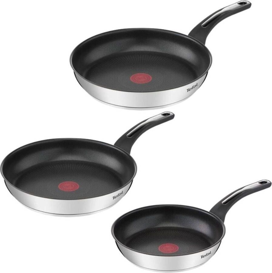 Tefal Emotion Pannenset Koekenpannen Ø20 24 28cm Inductie Temperatuursensor RVS