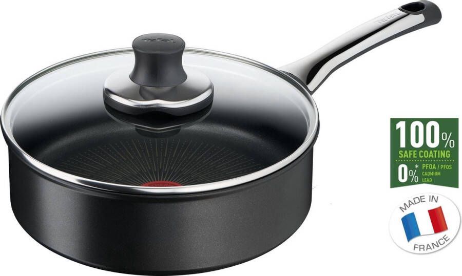 Tefal Excellence Hapjespan met Deksel Inductie 24cm Anti-aanbaklaag Temperatuursensor Zwart