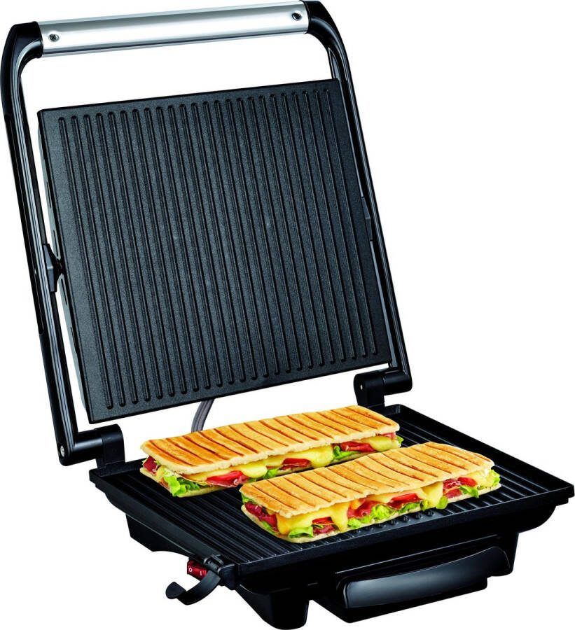 Tefal Contactgrill GC241D Inicio Elektrische grill sandwichtoaster vetarm grillen panini toast steak groente geribbelde grillplaten met antiaanbak-coating weinig olie