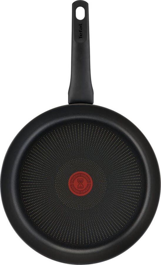 Tefal Super luxe G28806 Hard Titanium On braadpan 28 cm Aluminium veilige anti-aanbaklaag Thermische signaal temperatuurmeter geschikt voor alle warmtebronnen geschikt voor inductie zwart