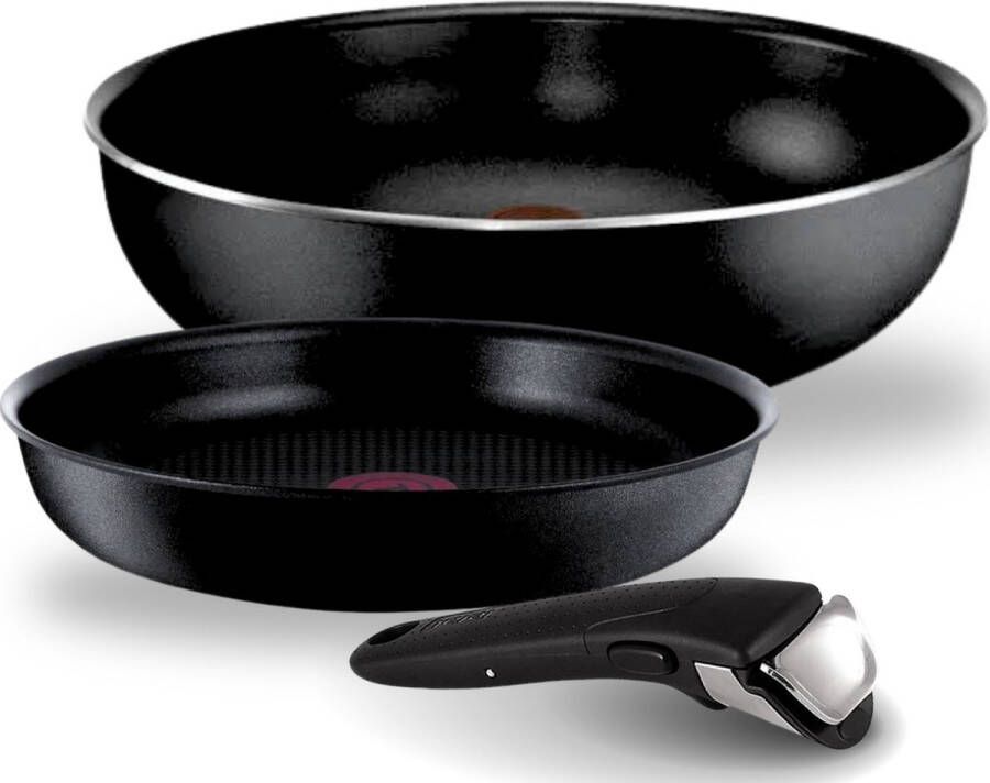Tefal Ingenio Essentials 3-Delig Pannenset Wokpan 28 cm + Koekenpan 22 cm Alle Warmtebronnen (Behalve Inductie)