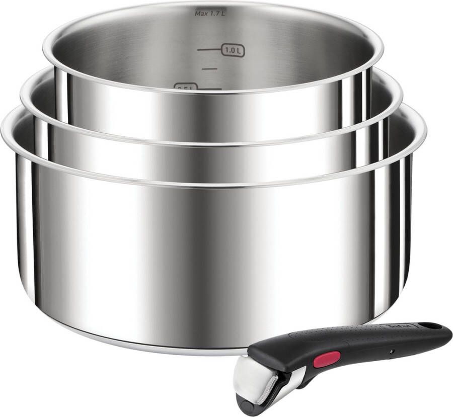 Tefal Ingenio Preference Pannenset Steelpannen Ø16cm + Ø18cm + Ø20cm + handgreep