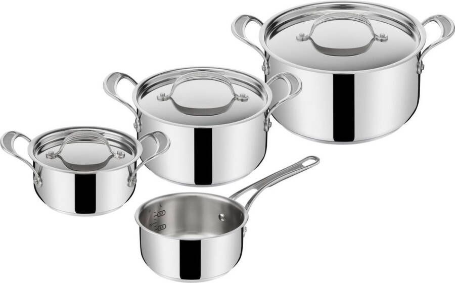 Tefal Jamie Oliver Cook's Classic kookset Steelpan Ø 16 cm + kookpannen Ø 16 20 24 cm + deksels
