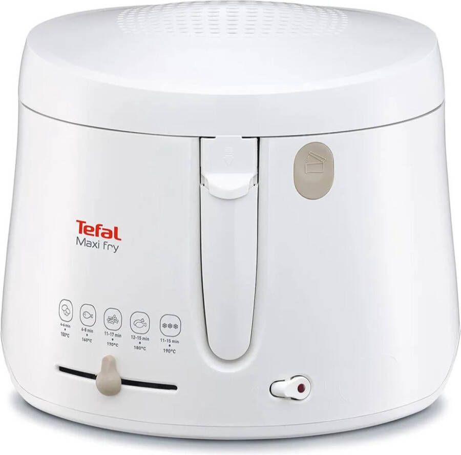 Tefal Friteuse FF1000 Maxi Fry Capaciteit 1 2 kg friteuse met olie warmte-isolerend regelbare temperatuur automatische dekselopening gemakkelijk te reinigen wit