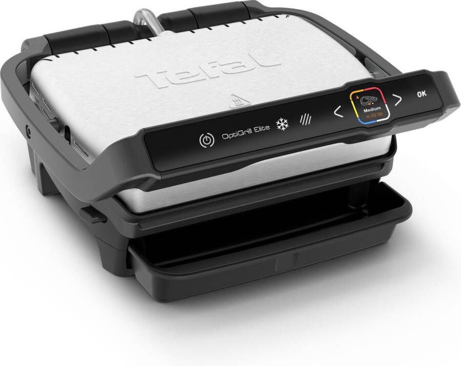 Tefal OptiGrill Elite Elektrische grill 12 automatische programma&apos;s Diepvriesfuncties Roestvrij staal Zwart GC750D12