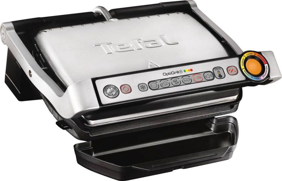 Tefal Contactgrill GC712D OptiGrill+ 6 grillprogramma's past temperatuur + barbecuecyclus aan het grillgerecht aan bakplaten met antiaanbaklaag