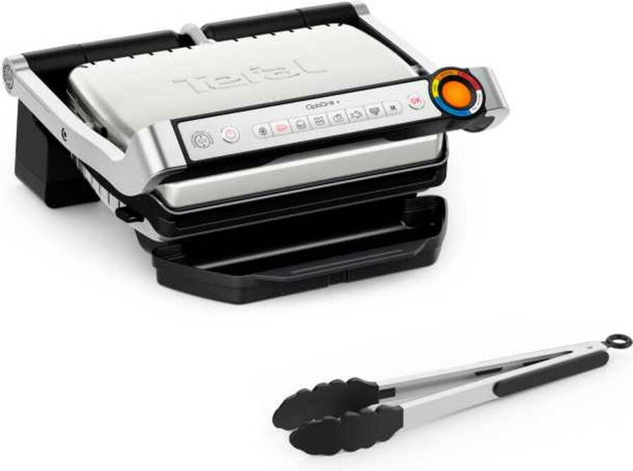 Tefal Optigrill+ GC718D10 Contactgrill 6 automatische programma s RVS Inclusief tang 2000W